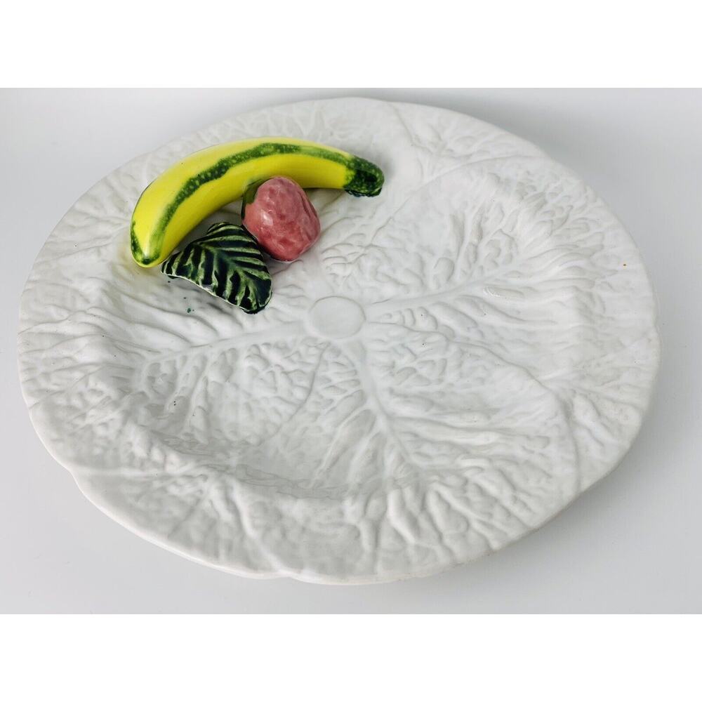 Majolica Vintage Cabbage Leaf/ 3D Fruit Plate Portugal 559